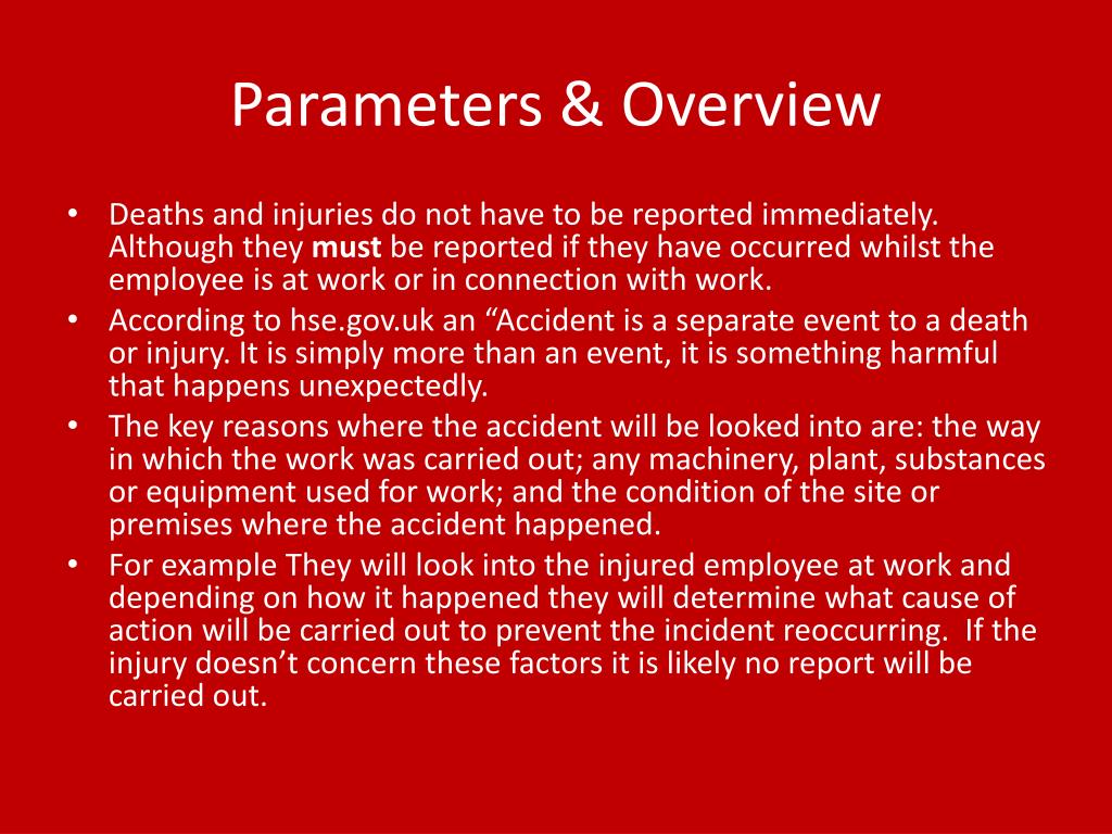 PPT Reporting of Injuries, Diseases and Dangerous Occurrences