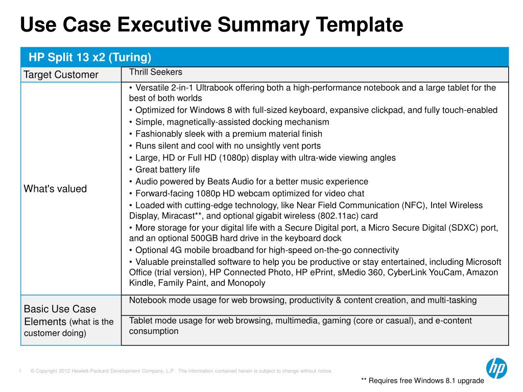 PPT Use Case Executive Summary Template PowerPoint Presentation, free