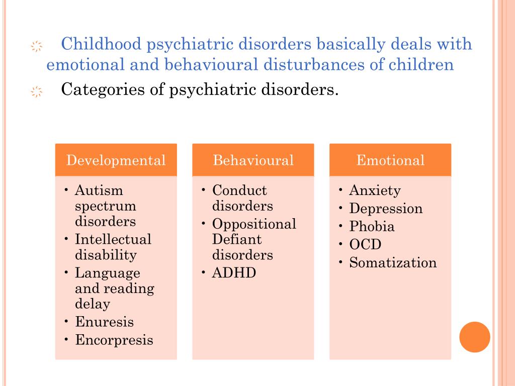 PPT CHILDHOOD PSYCHIATRIC DISORDERS PowerPoint Presentation, free