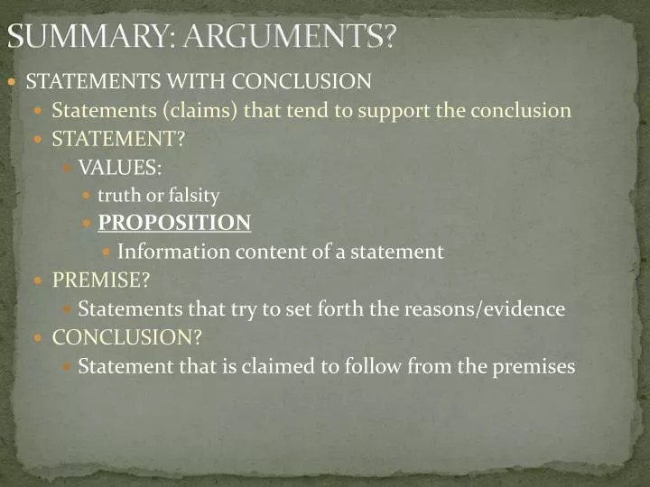 PPT SUMMARY ARGUMENTS? PowerPoint Presentation, free download ID