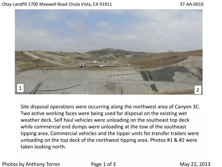 PPT Otay Landfill 1700 Maxwell Road Chula Vista, CA 91911 37AA0010