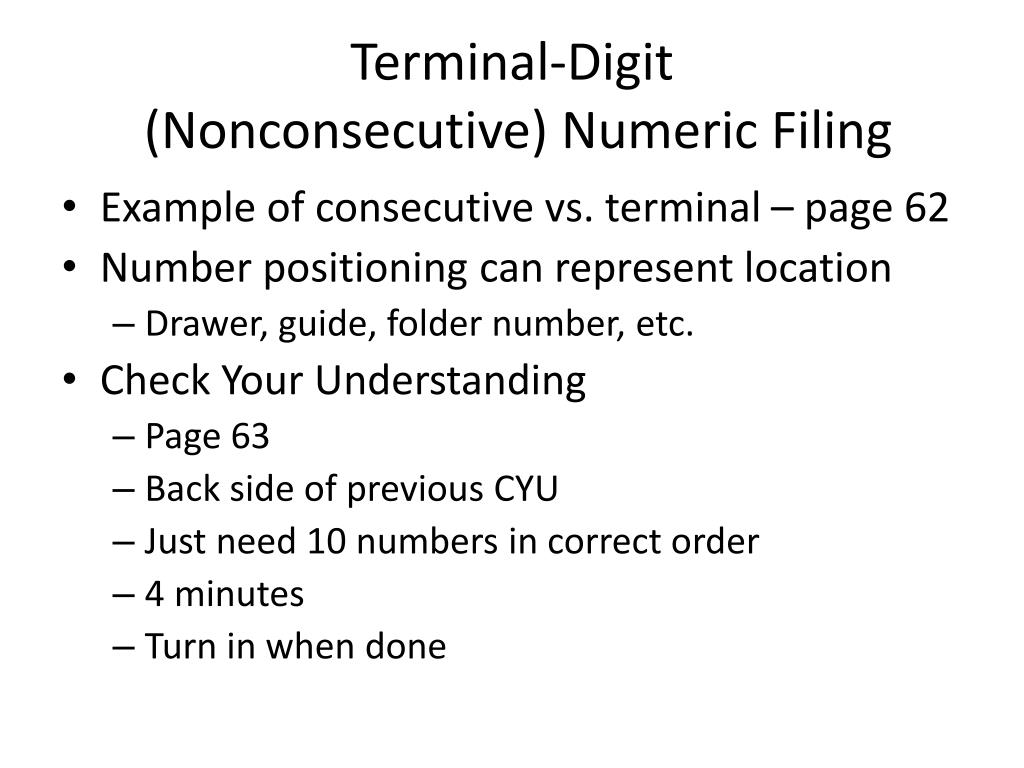 PPT Numeric Filing Procedures PowerPoint Presentation, free download