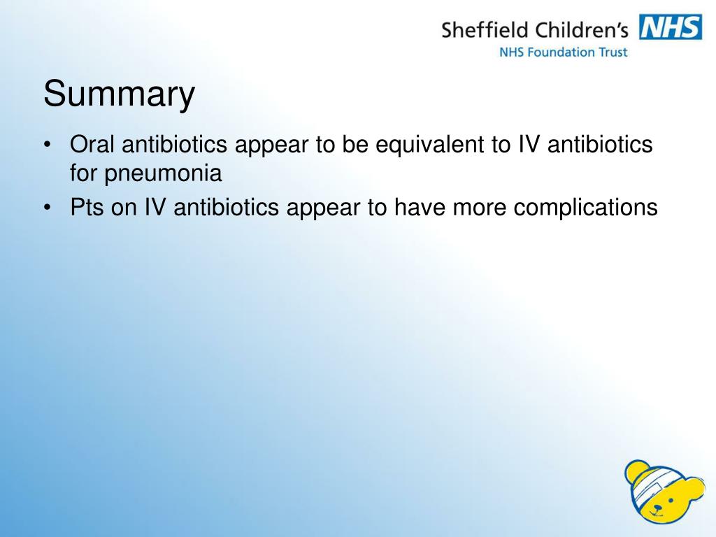 PPT PIVOT IV vs Oral antibiotics for Pneumonia PowerPoint Presentation ID2209565