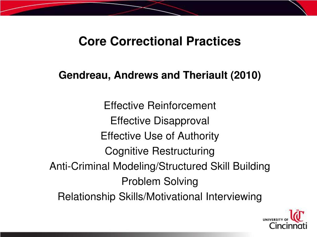 PPT TAKING IT TO THE NEXT LEVEL Core Correctional Practices