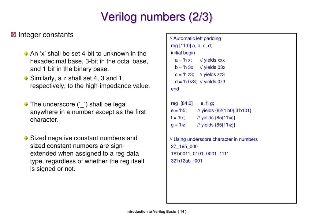 PPT Verilog Basic Language Constructs Lexical convention, data