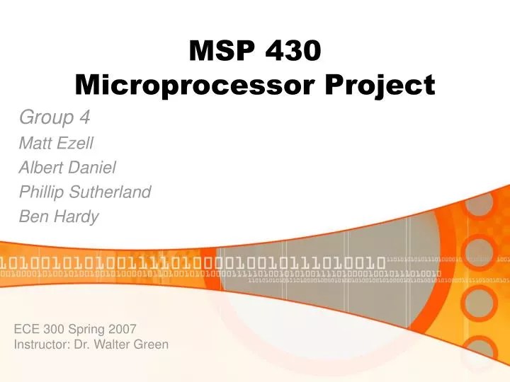 PPT MSP 430 Microprocessor Project PowerPoint Presentation, free