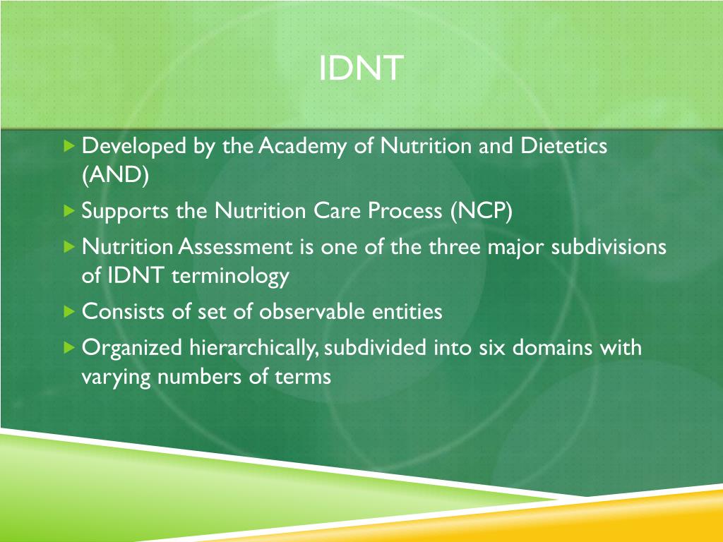 PPT International Dietetic and Nutrition Terminology (IDNT