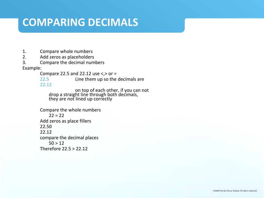 PPT - Comparing and Ordering Decimals PowerPoint Presentation, free