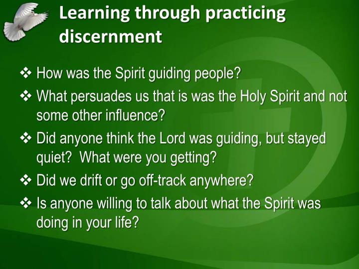 PPT Spiritual Discernment; making listening and obedience safe