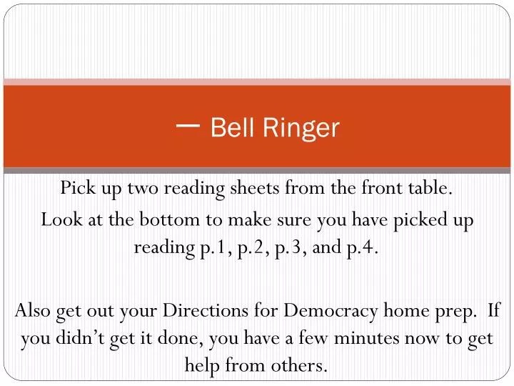 PPT 一 Bell Ringer PowerPoint Presentation, free download ID2237859