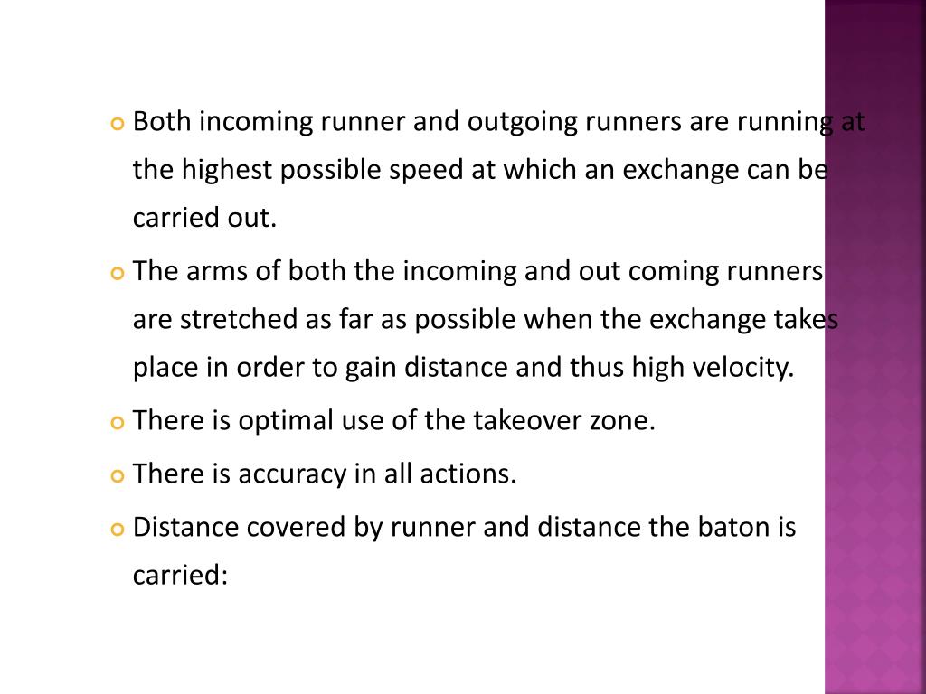 PPT A good baton change features the following characteristics