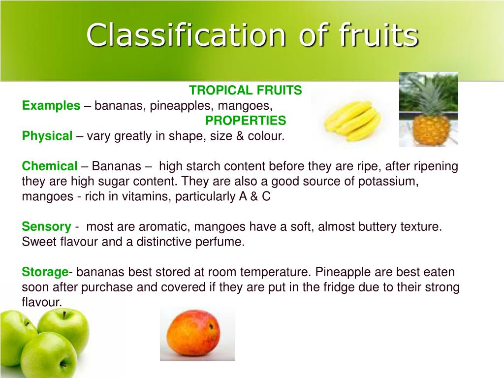 Classification Of Fruits And Vegetables