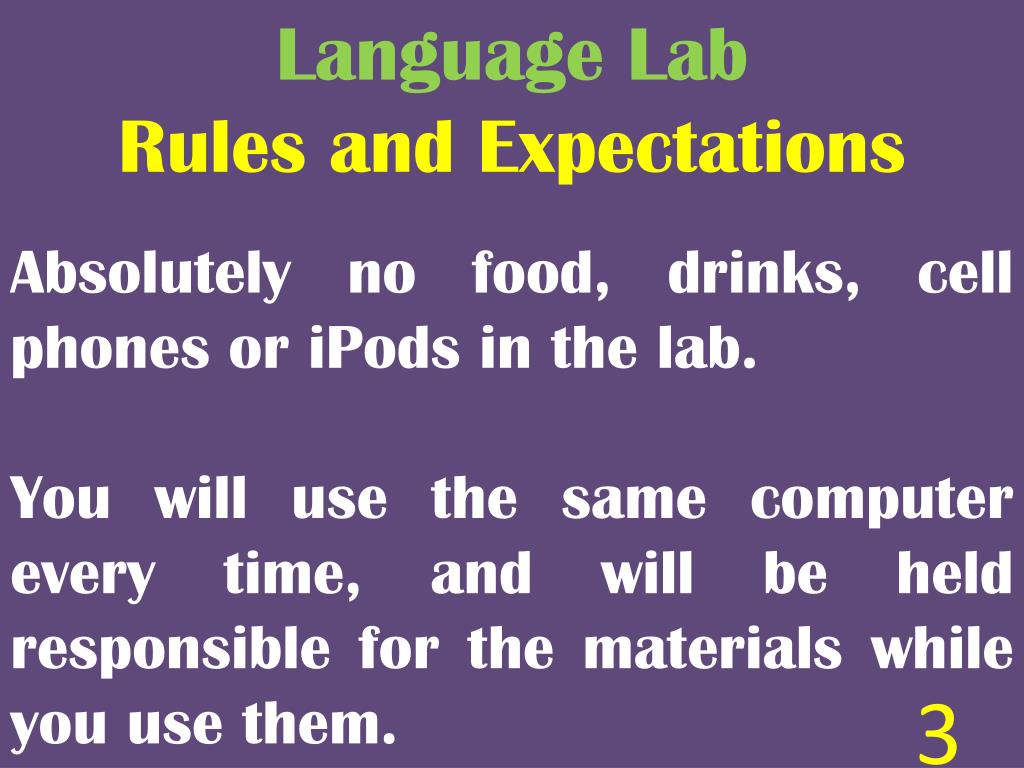PPT Language Lab Rules and Expectations PowerPoint Presentation, free