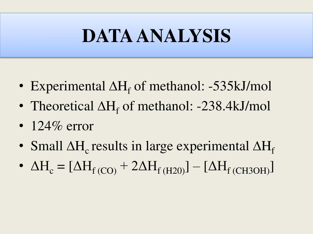 PPT ENTHALPY OF FORMATION Combustion of Methanol PowerPoint