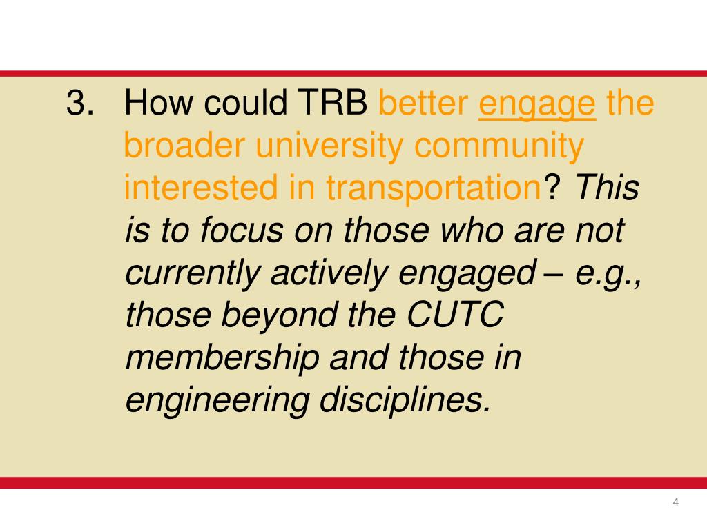PPT How can TRB raise its profile with the leadership at Universities