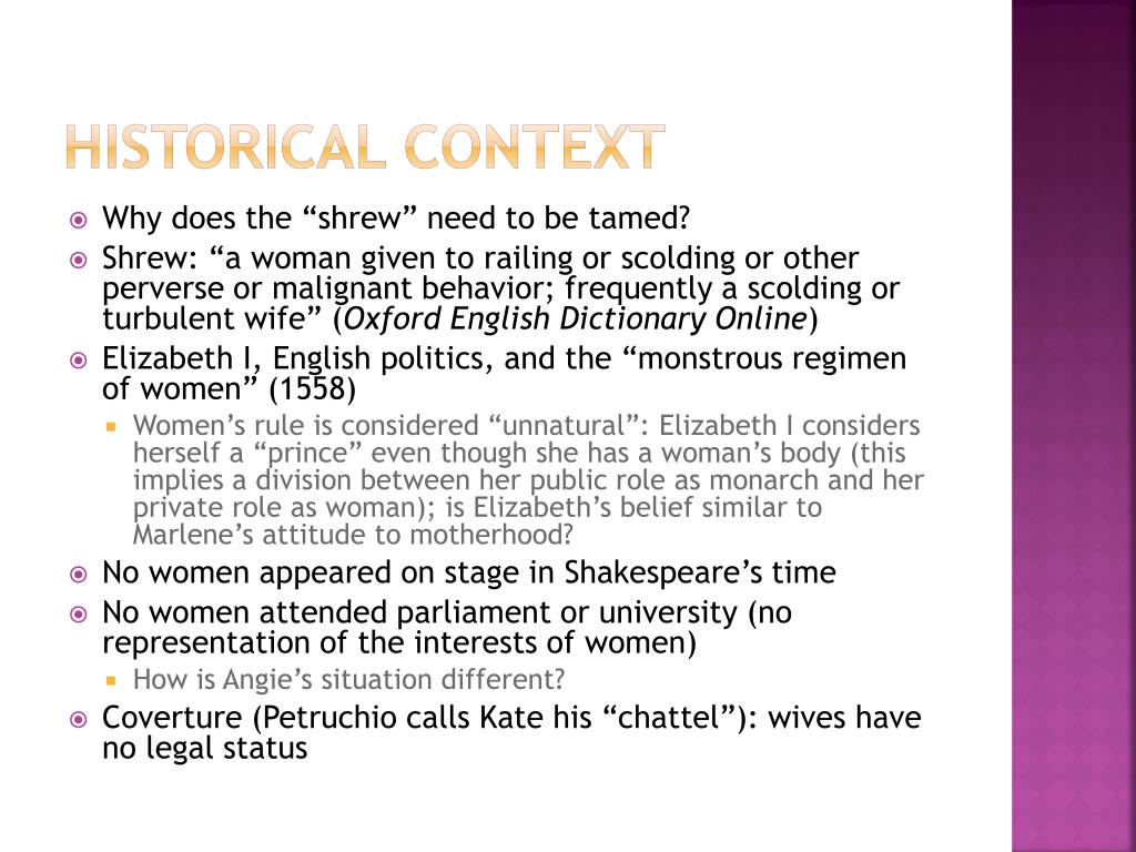 PPT Monstrous women The Taming of the Shrew (15901594) and Top