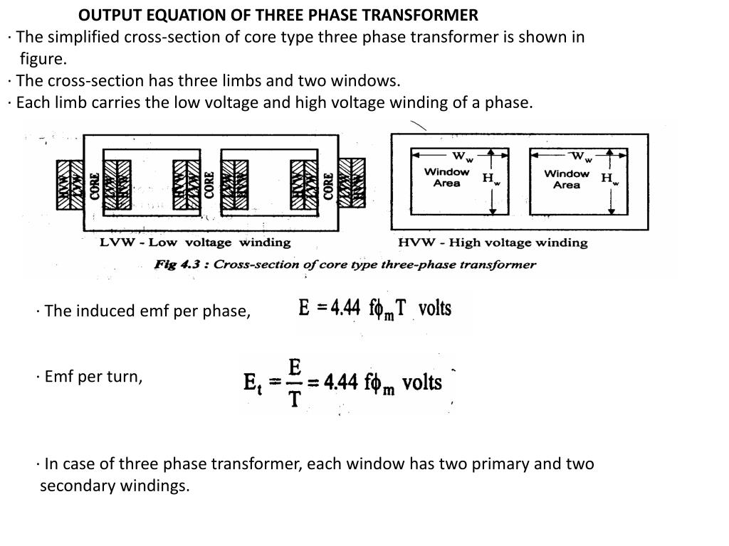PPT OUTPUT EQUATION OF SINGLE PHASE TRANSFORMER