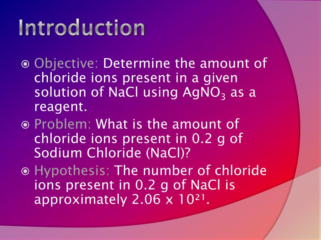 PPT GRAVIMETRIC ESTIMATION OF CHLORIDE IONS PowerPoint Presentation