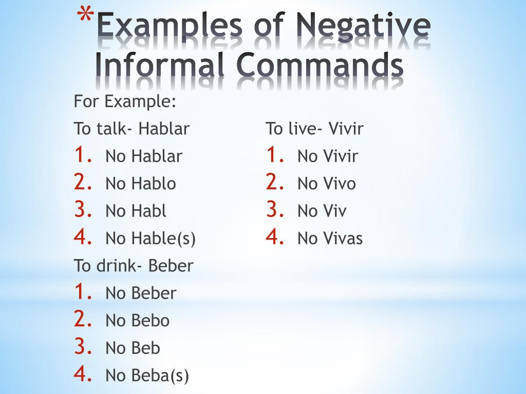 PPT Informal Commands PowerPoint Presentation, free download ID2279445