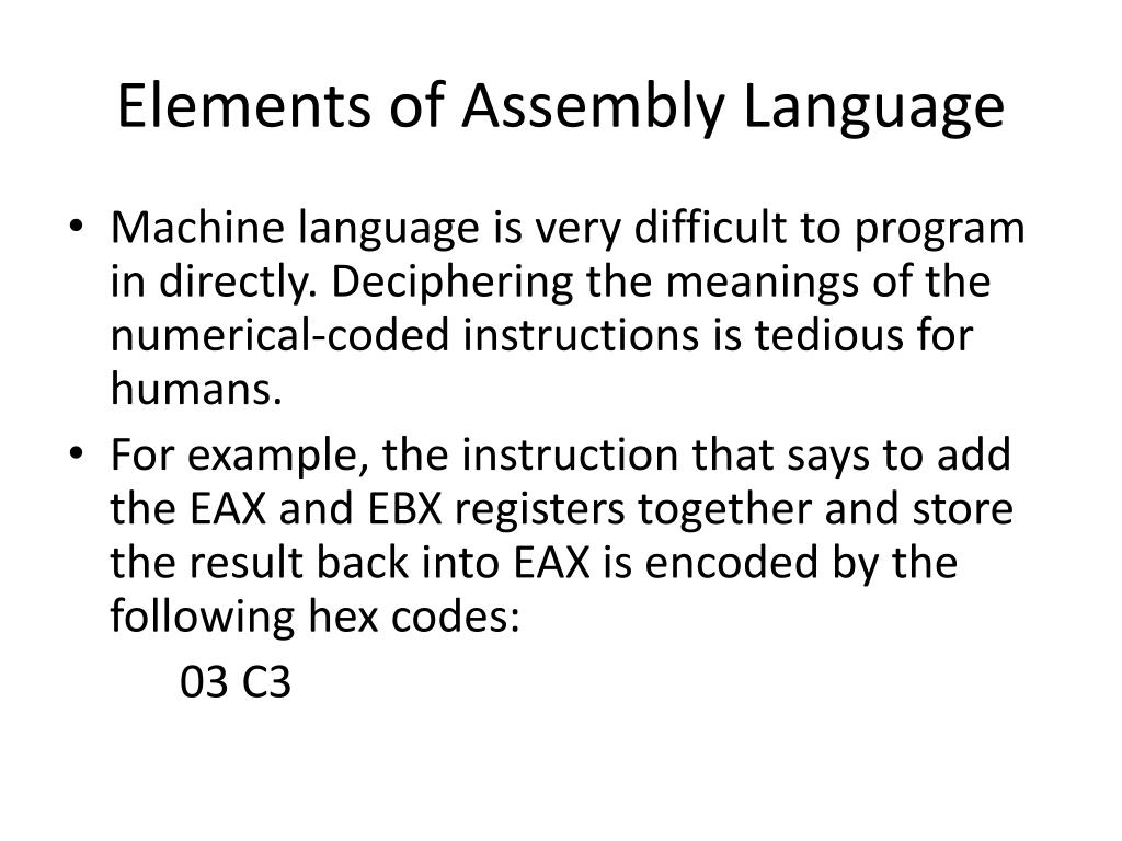 PPT Elements of Assembly Language PowerPoint Presentation, free