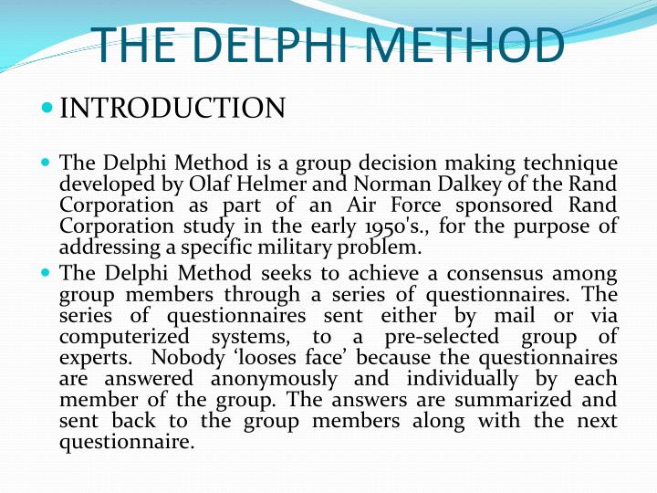 PPT THE DELPHI METHOD PowerPoint Presentation ID2282076