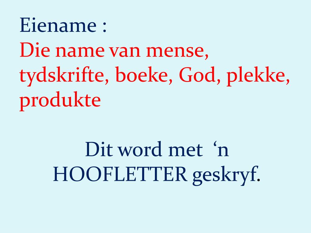 PPT Woordsoorte In afrikaans PowerPoint Presentation, free download
