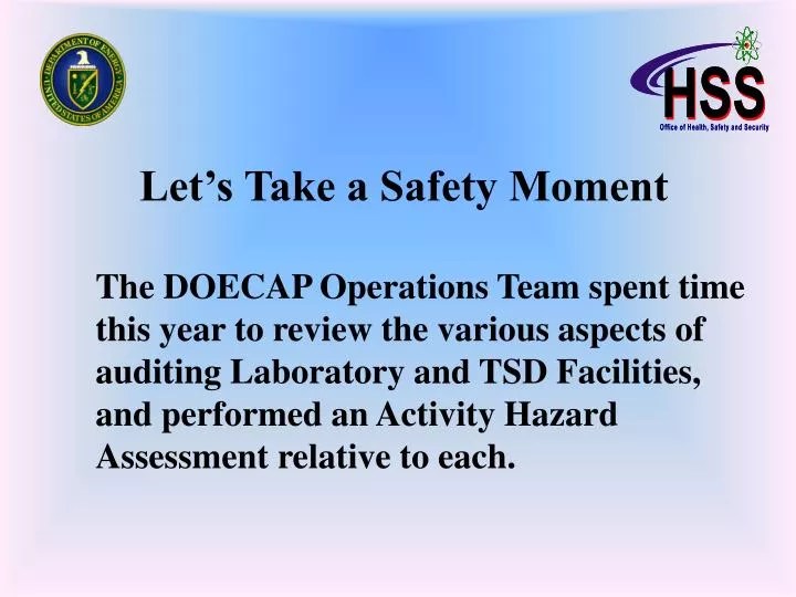 PPT Let’s Take a Safety Moment PowerPoint Presentation, free download