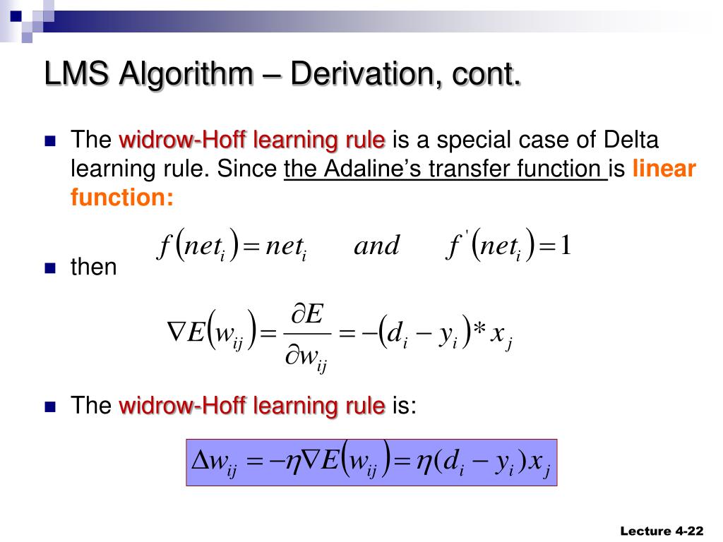 PPT Neural Networks Lecture 4 Least Mean Square algorithm for Single