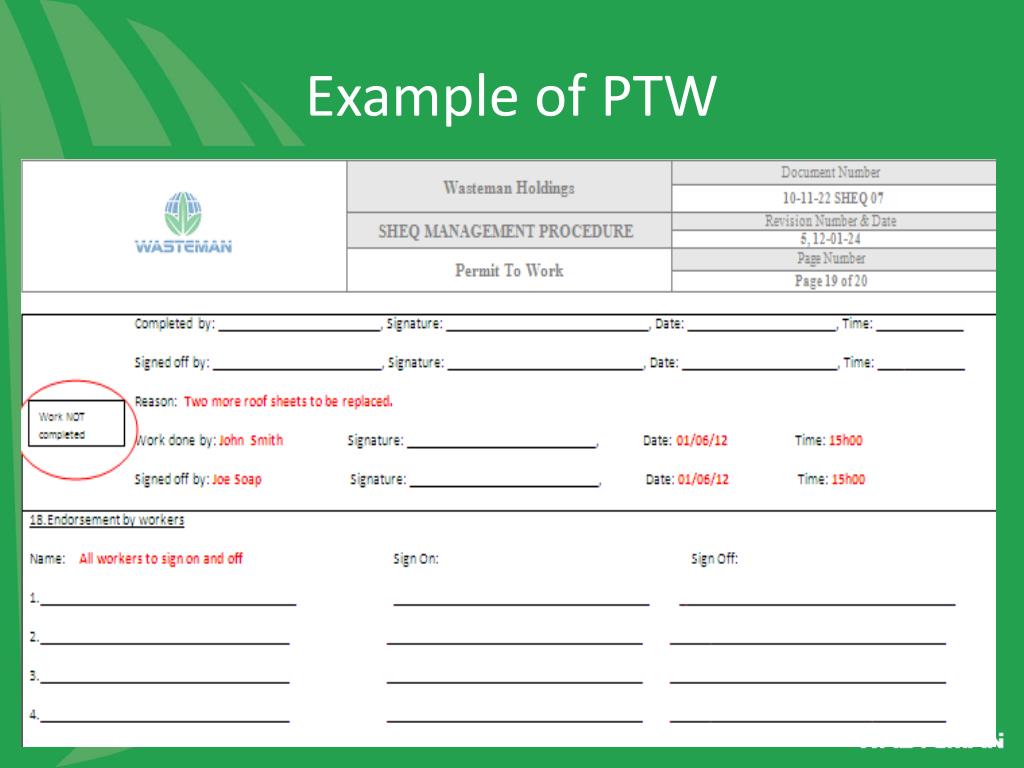 PPT Permit T o W ork (PTW) PowerPoint Presentation, free download