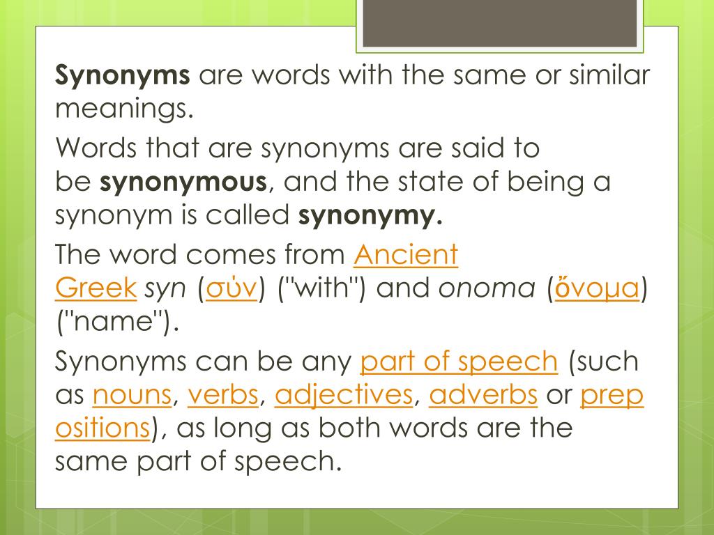 PPT SYNONYMS PowerPoint Presentation, free download ID2338211