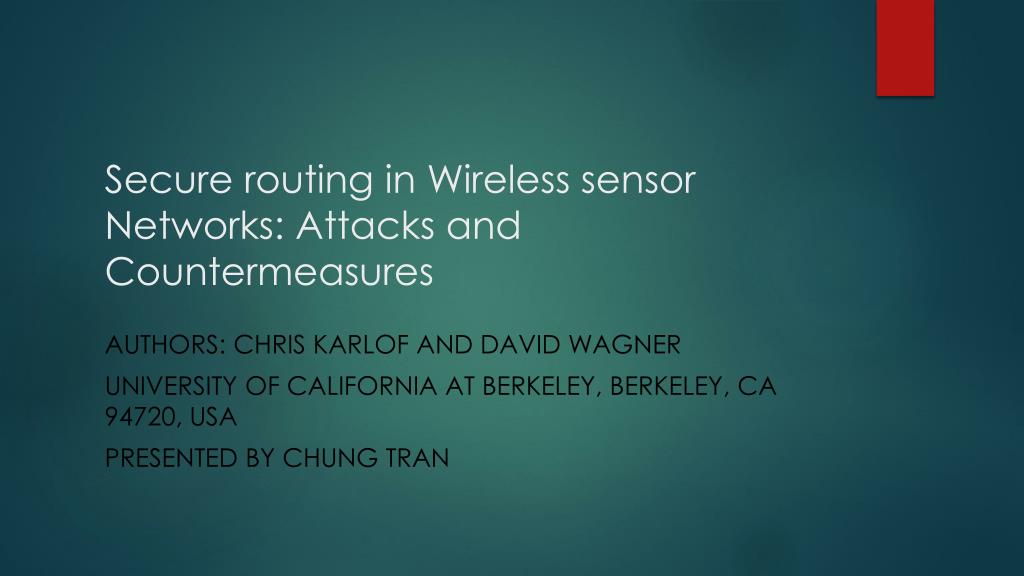 PPT Secure routing in Wireless sensor Networks Attacks and