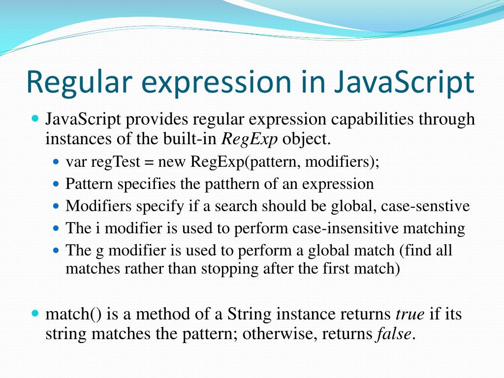 PPT Lecture 12 Regular Expression in JavaScript PowerPoint
