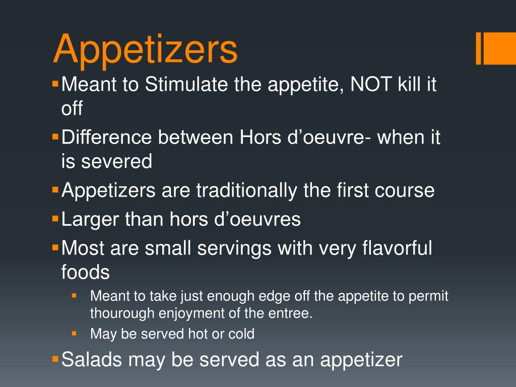PPT Hors d’Oeuvres, Appetizers, and Sandwiches PowerPoint Presentation ID2349445