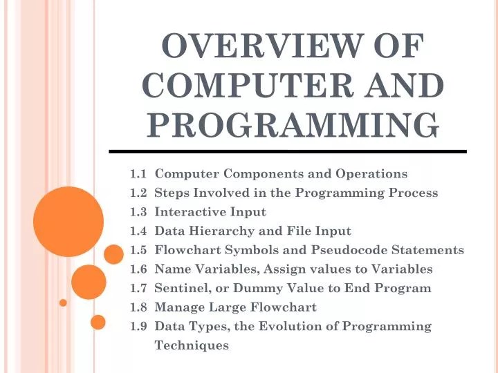 PPT OVERVIEW OF COMPUTER AND PROGRAMMING PowerPoint Presentation