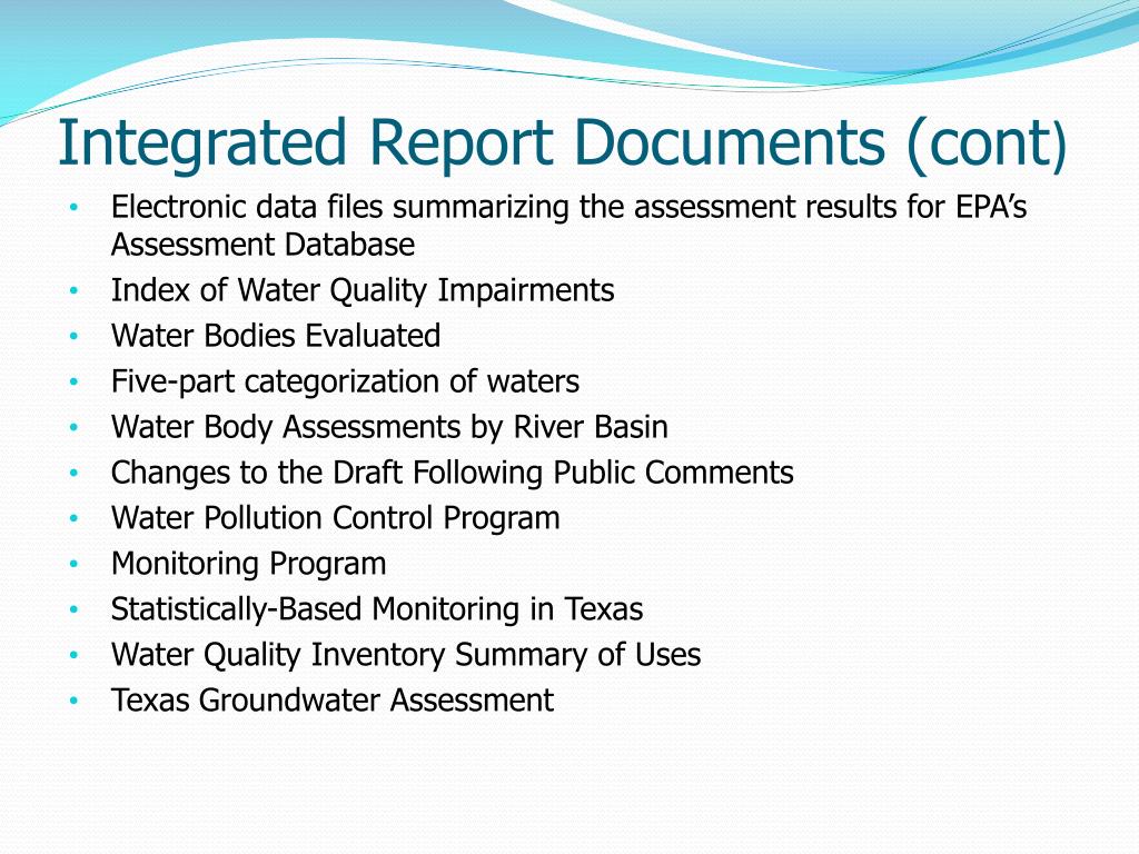 PPT Current Status of the Texas Integrated Report for Clean Water Act