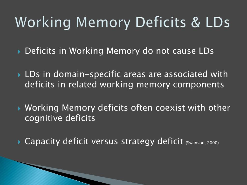 PPT Working Memory Deficits & Learning PowerPoint Presentation ID