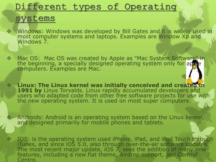 PPT Different types of Operating systems PowerPoint Presentation