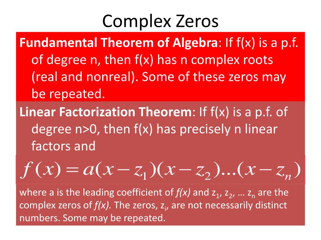 PPT Section 2.5 Complex Zeros The Fundamental Theorem of Algebra