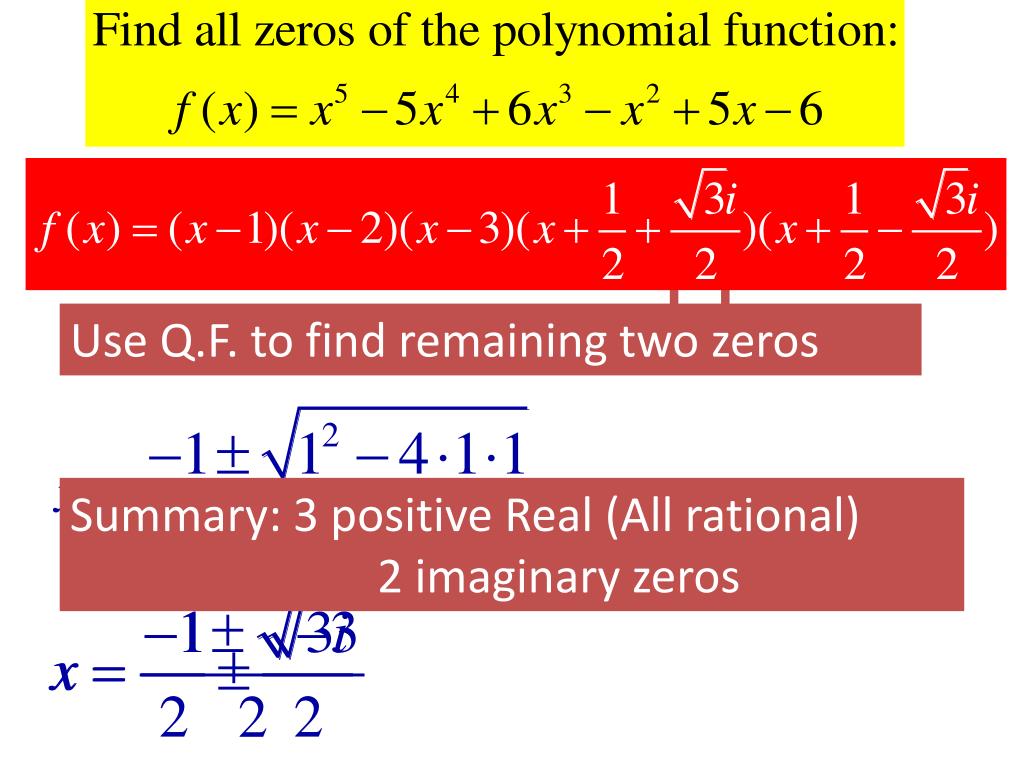 PPT Section 2.5 Complex Zeros The Fundamental Theorem of Algebra