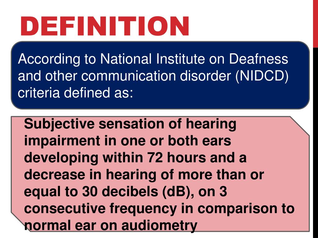PPT Sudden Sensorineural Hearing Loss PowerPoint Presentation, free