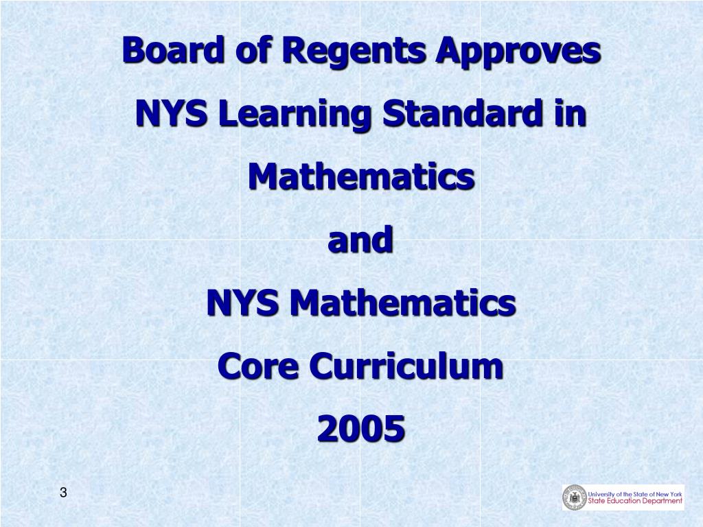 PPT New York State Mathematics Core Curriculum 2005 PowerPoint