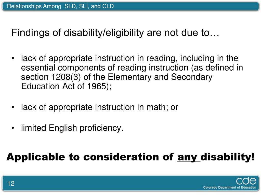 PPT Relationships Among SLD, SLI, and CLD PowerPoint Presentation
