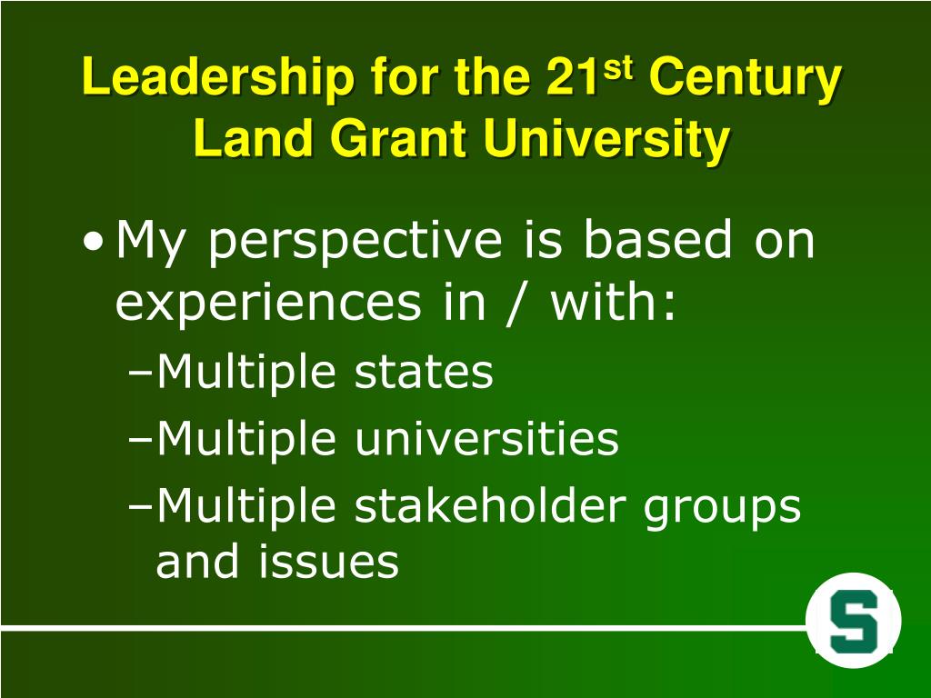 PPT Leadership for the 21 st Century Land Grant University PowerPoint