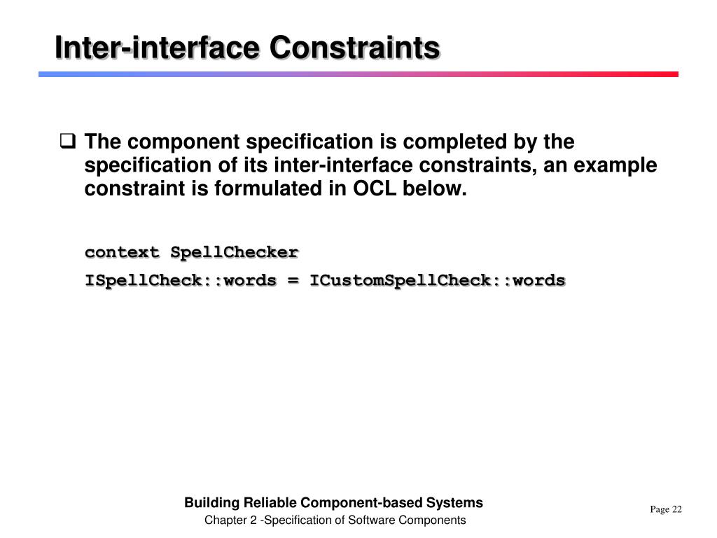 PPT Chapter 2 Specification of Software Components PowerPoint