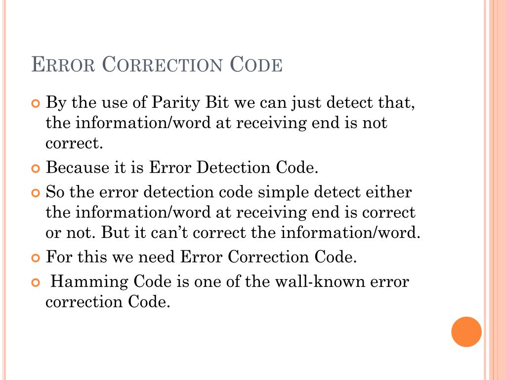 PPT Error Detection And Correction Codes PowerPoint Presentation