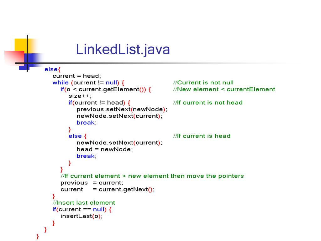 PPT JAVA & Linked List Implementation PowerPoint Presentation ID
