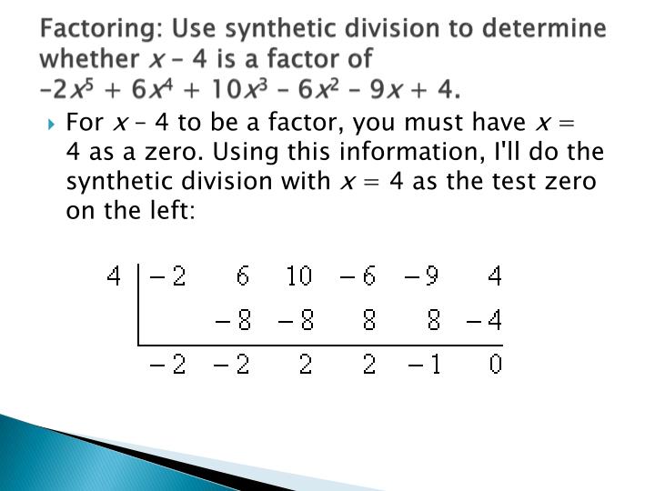 PPT Synthetic Division PowerPoint Presentation ID2416231