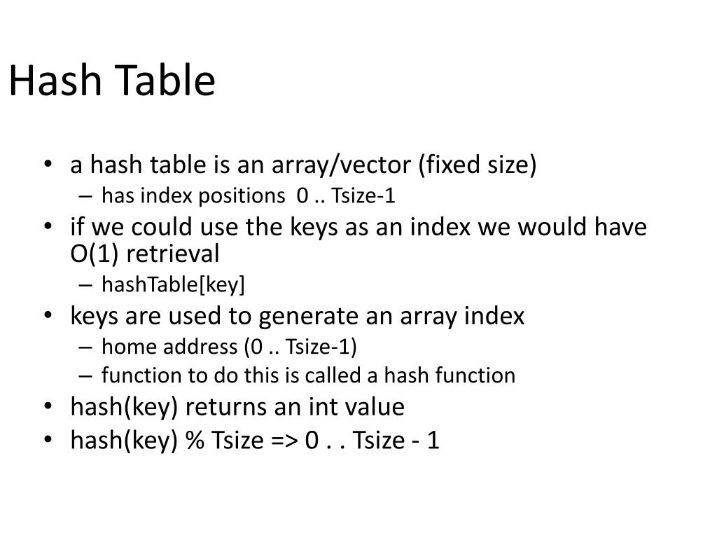PPT Hash Tables and Associative Containers PowerPoint Presentation