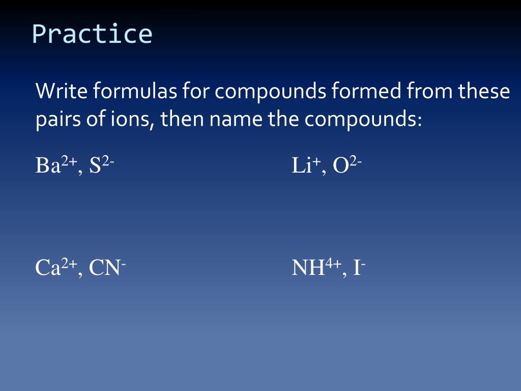 PPT Naming IONS & formulas for Ionic Compounds PowerPoint