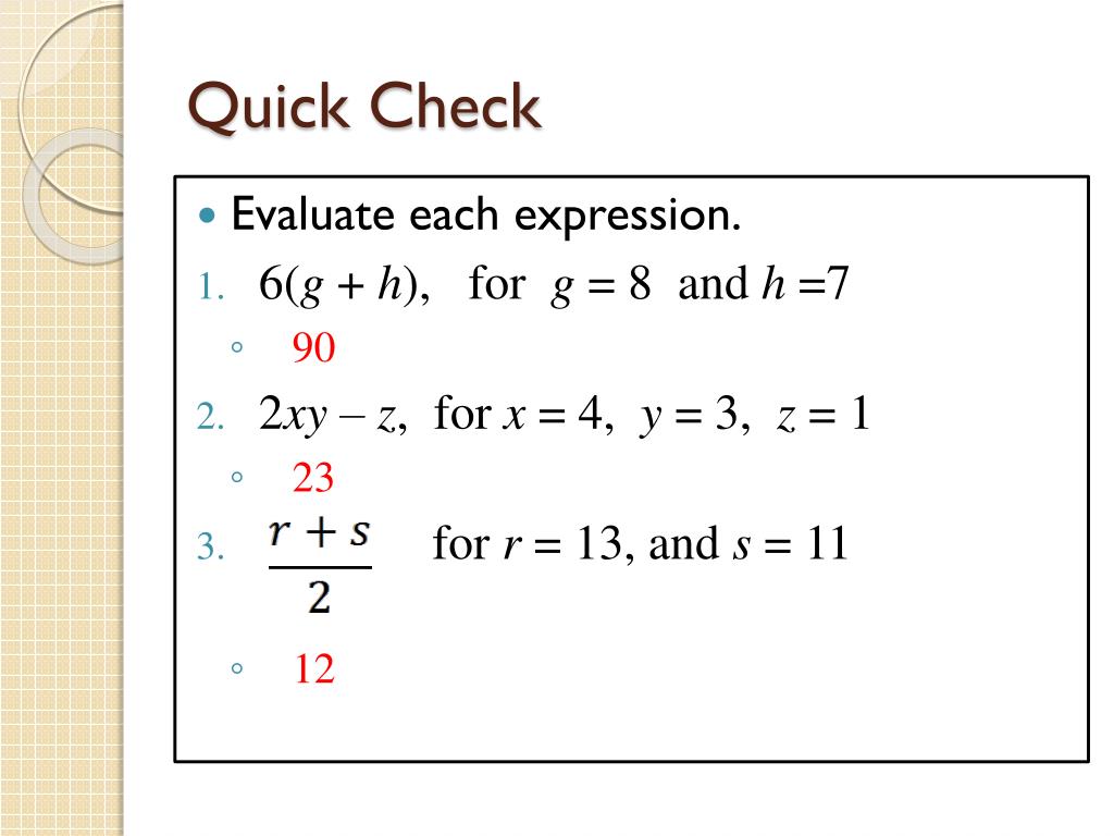 PPT Writing & Evaluating Variable Expressions PowerPoint Presentation
